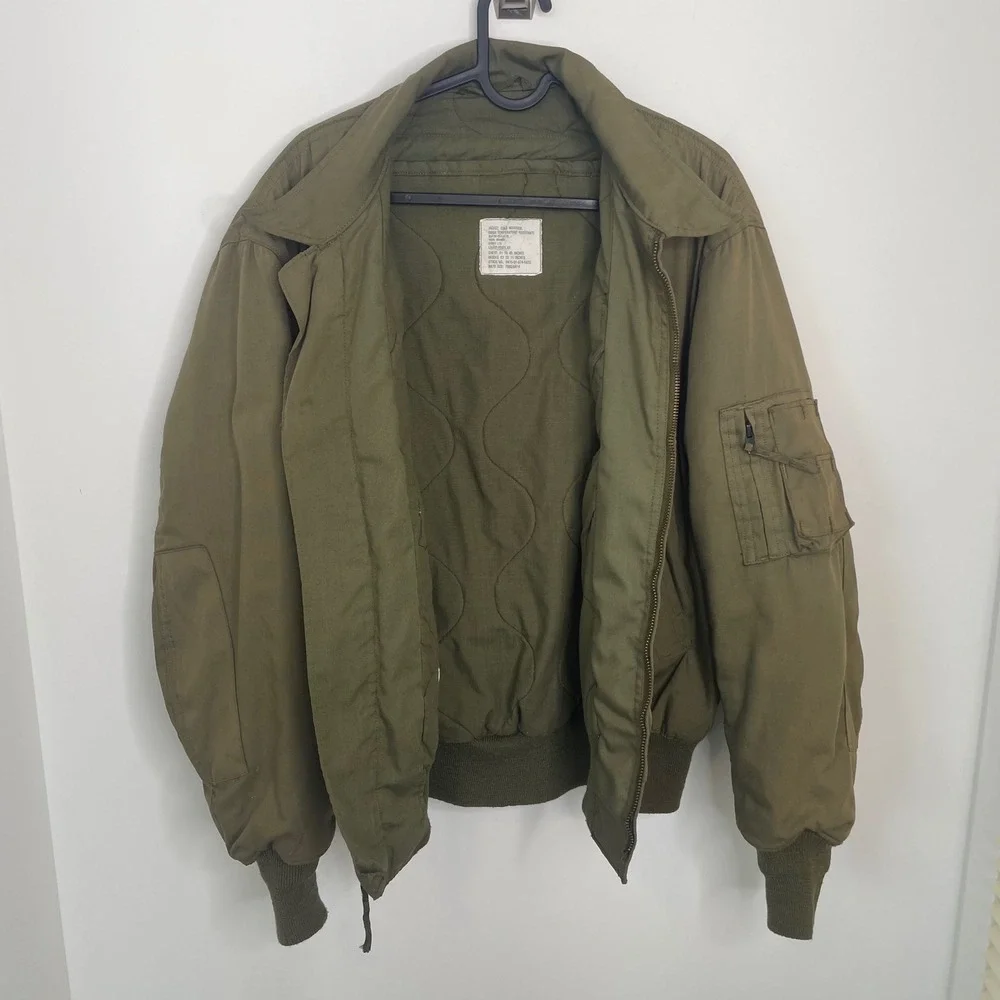 Vintage Avirex US Military Cold Weather Aramid Tanker Jacket Green Large - Picture 4 of 6